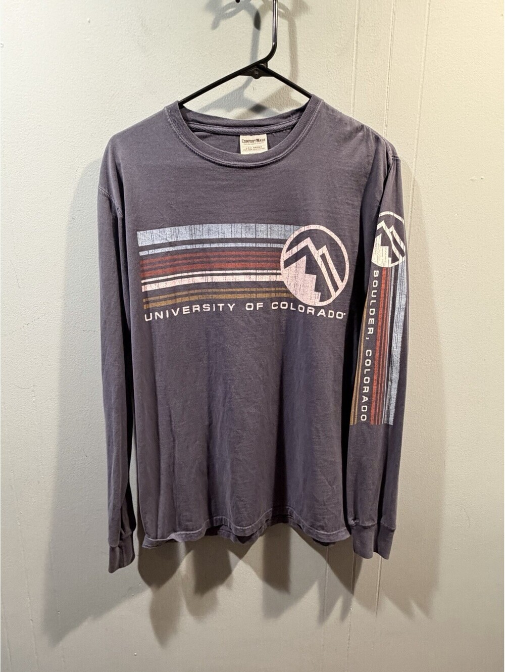 Mens Comfort Wash Long Sleeves T Shirt Size Small University Of Colorado Print